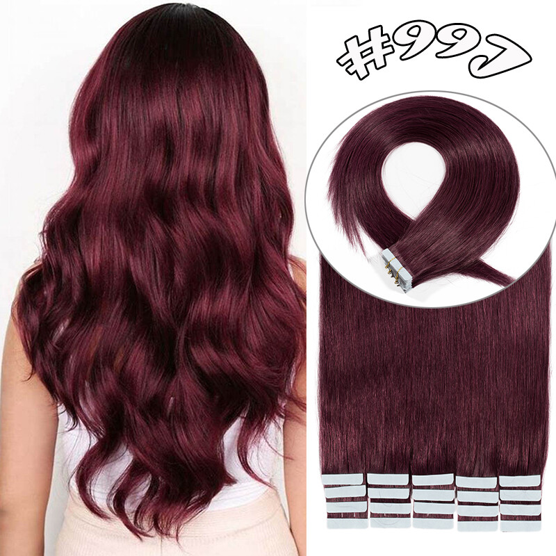 20PCS Brown Tape In 100% Real Human Hair Extensions Long Hair Mix Color 1.5g