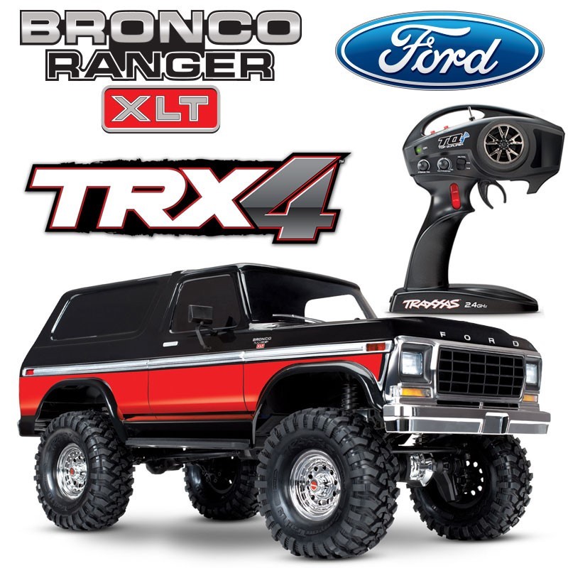 New Traxxas Trx-4 Ford Bronco Trail Rc 4x4 Scale Rock Crawler Truck W/Red Body
