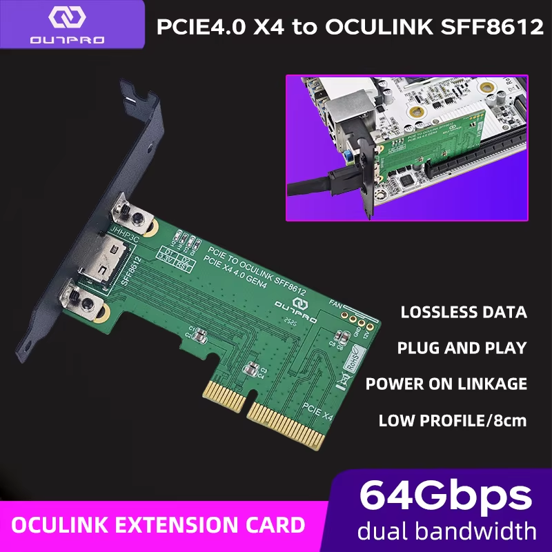 Oculink Extension Card PCIe4.0 X4 to SFF 8612 Extension Card Low Profile Bracket