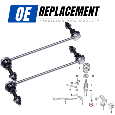2X Front Left Right Anti Roll Bar Links Pair for Ford Mustang 05-14 8R3Z5K483A