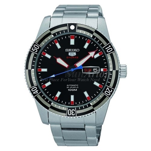 Pre-owned Seiko 5 Sports Srp735k1 Automatic Black Dial Men Watch 24jewels 100m Srp735