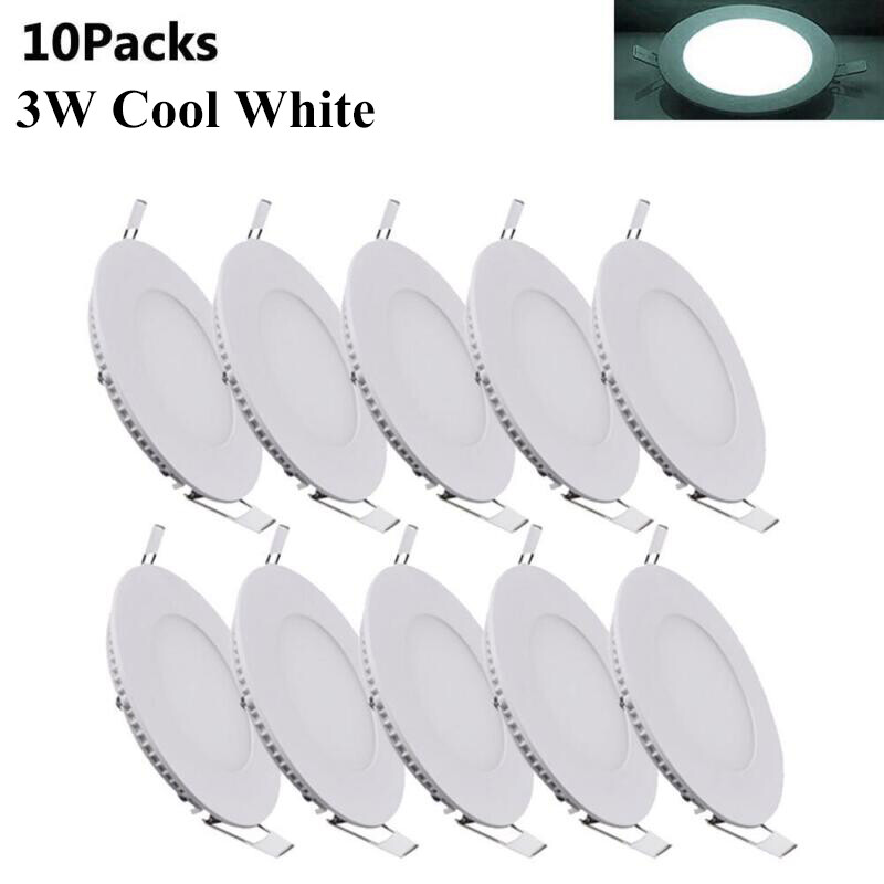 10Pack 3Inch LED Ceiling Lights Ultra-Thin Recessed Retrofits Kit 6000K Daylight