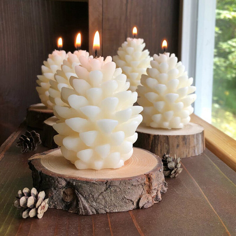 3D Christmas Pine Cone Silicone Candle Mold DIY Beeswax Aromatherapy CandleY_d1