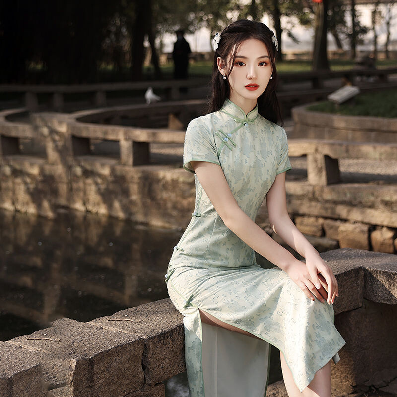 Elegant Modern Improved Cheongsam Dress Women Summer Qipao