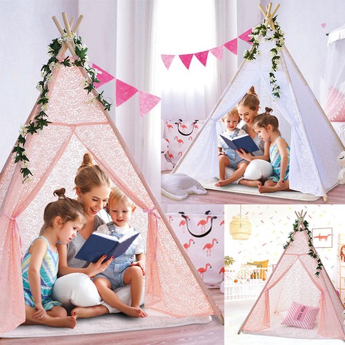 New Kids Teepee Wigwam Childrens Play Tent Childs Out or Indoor Toy Canvas Large