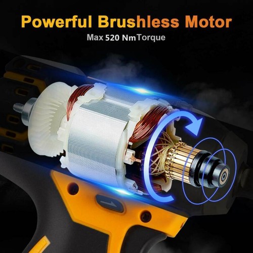 Cordless Electric Impact Wrench Gun 1/2'' High Power Driver with Li-ion Battery