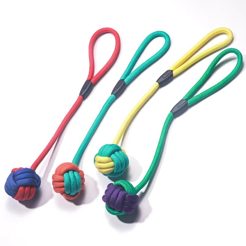 Dog Rope Toy with Knotted Ball Random Color Long Length NEW