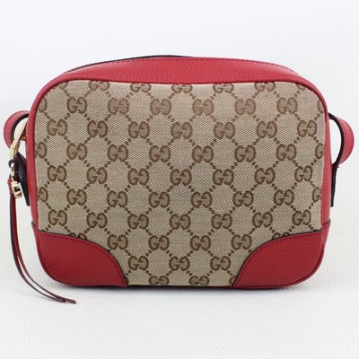 GUCCI Monogram Mini Bree Messenger Bag Red