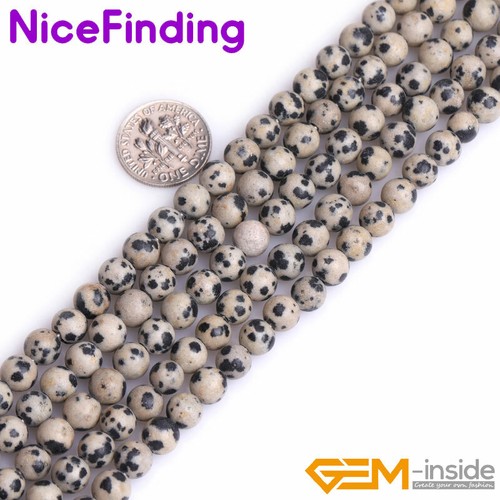 Dalmation Jasper Round Natural Beads For Jewelry Making Strand 15