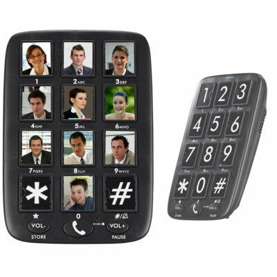 simvalley Senioren-Festnetz-Telefon mit 12 Foto-Schnellwahl-Tasten, Freisprecher