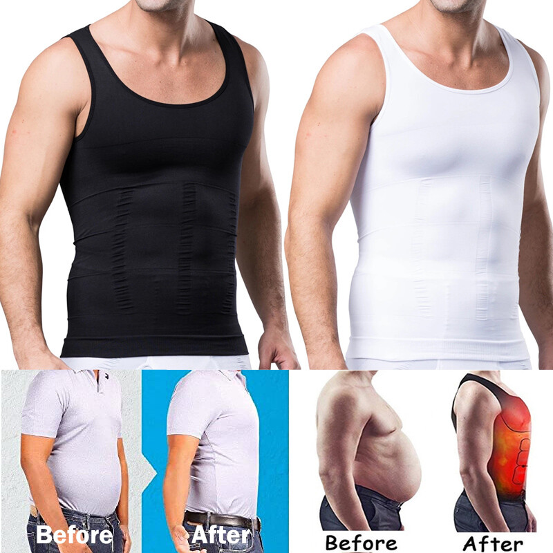 Mens 1/5 Pack Body Shaper Slimming Tummy Vest Thermal Compression Shirt Tank Top