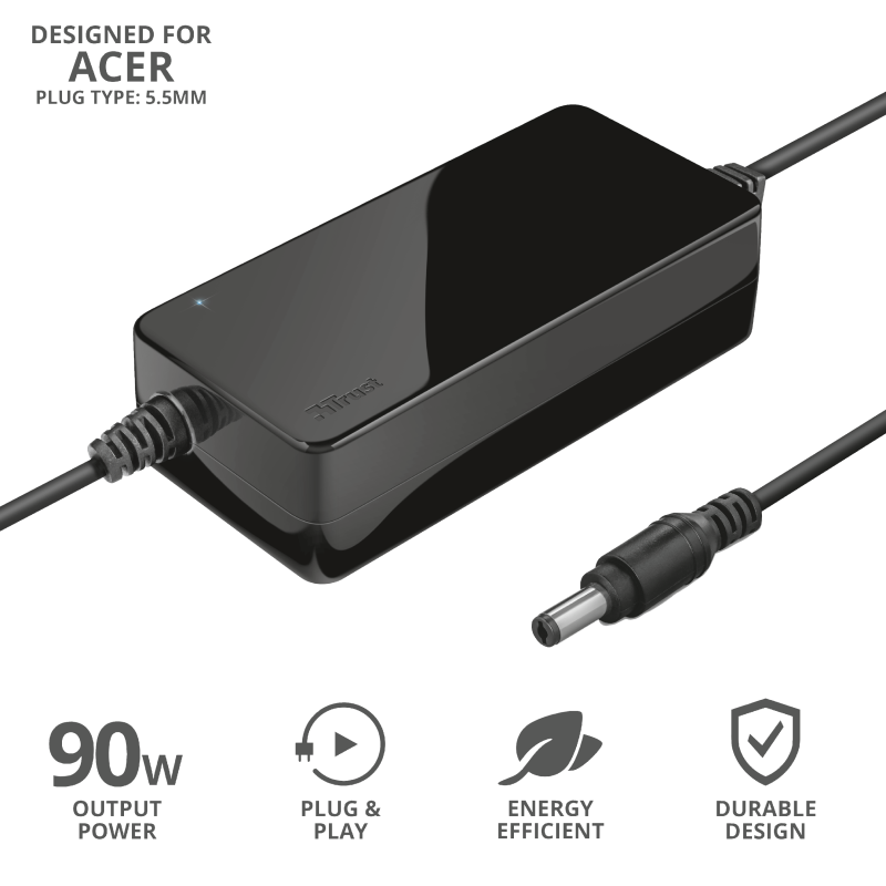 Caricabatteria per laptop da 90 W per Acer 5.5mm Alimentatore PC portatile TRUST