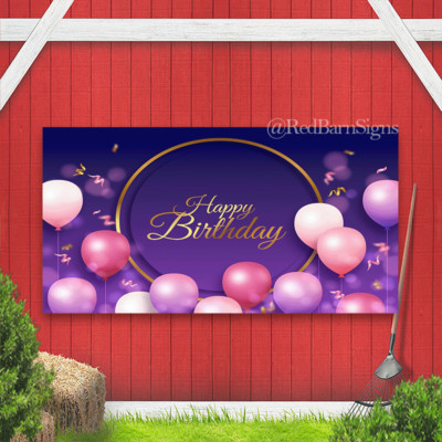 Golden circle and balloons Happy birthday background banner