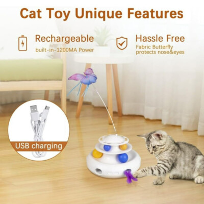 3 in1 Automatic Cat Teaser Interactive Pet Rotating Electric Funny Butterfly Toy