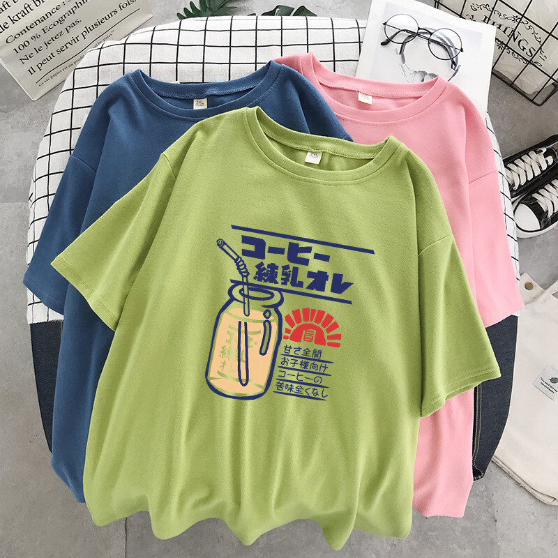 Women Girl Cotton T-shirt Japanese Top Kawaii Tee Shirts Cute