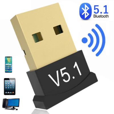 USB Bluetooth 5.1 Wireless Adapter Dongle Transmitter Receiver For TV PC Laptop