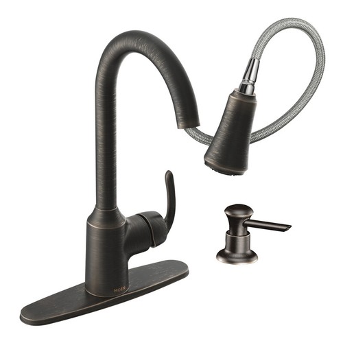 Moen Bayhill One Handle Mediterranean Bronze Pulldown Kitchen Faucet