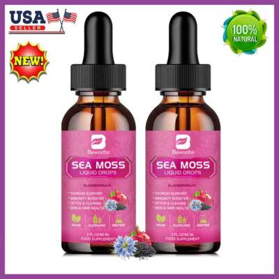 2Bottles 60ml Sea Moss Drops with Organic Soursop Supplement Liquid Drops