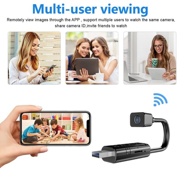Security camera with multi-user app connectivity feature.
