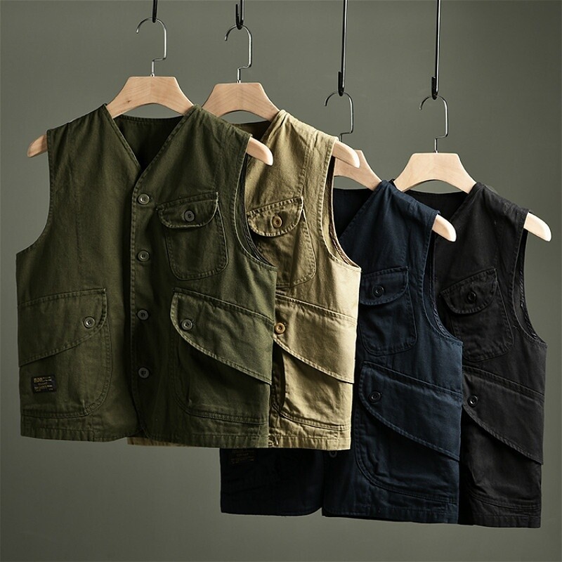 Gilet Uomo Cargo Senza Maniche Giacca Militare Abbigliamento Da Lavoro