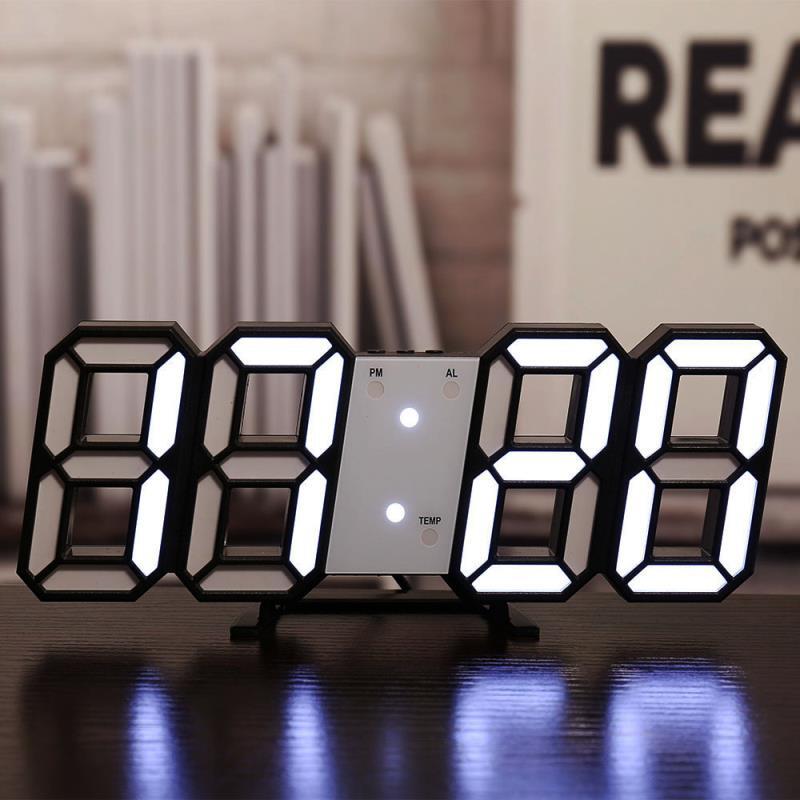3D Led Digital Alarm Clocks Wall Hanging Clock USB Table Calendar Thermometer US