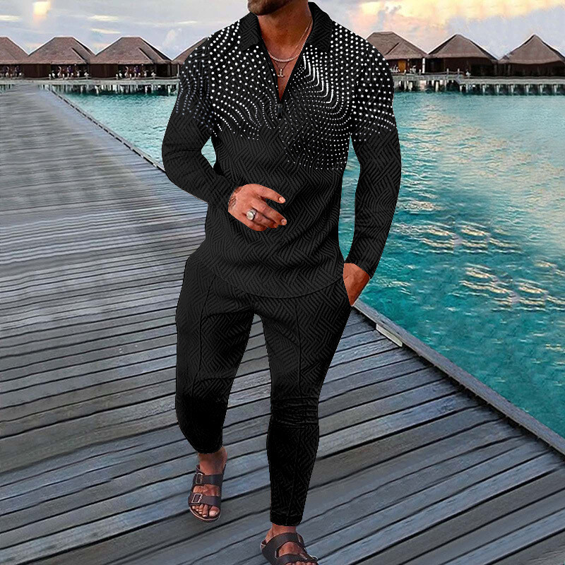 Men's Fitness Print Tracksuit Summer Outfit Sports Jogging Suit Trouser Sets