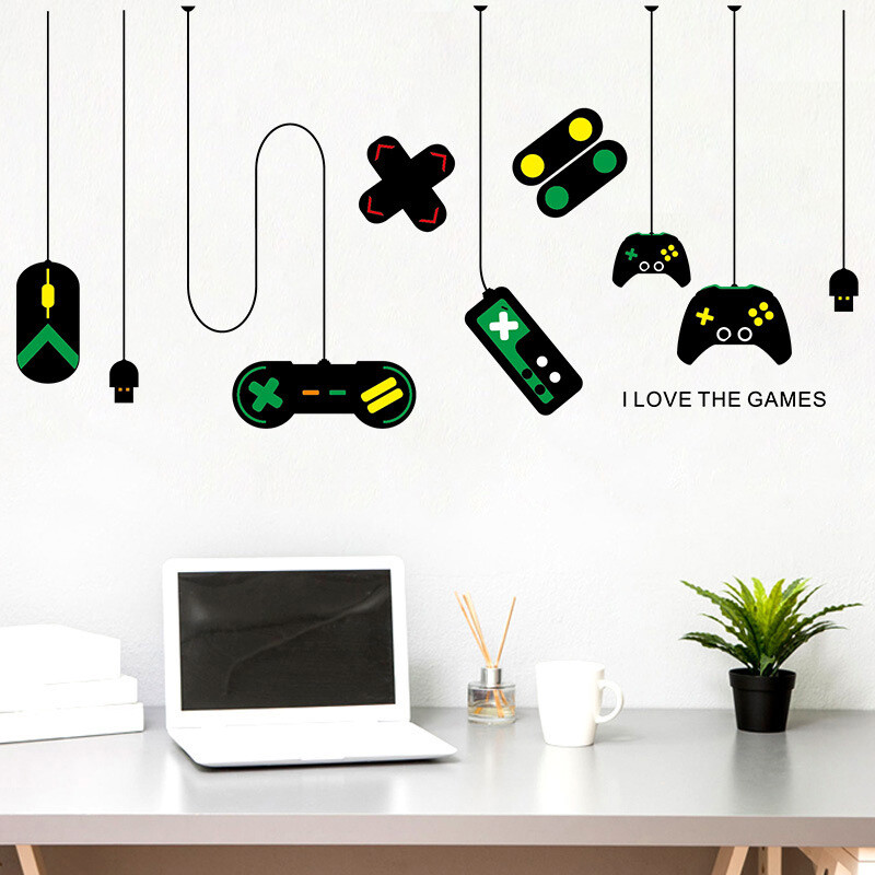 Details About 2pcs Children Boys Gamer Bedroom Wall Stickers Art Wall Stickers Room Decoration