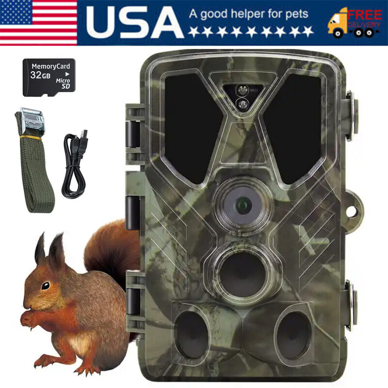 Trail Camera 24MP 2.7K, Game Camera with No Glow LED Infrared Night Vision 65Ft