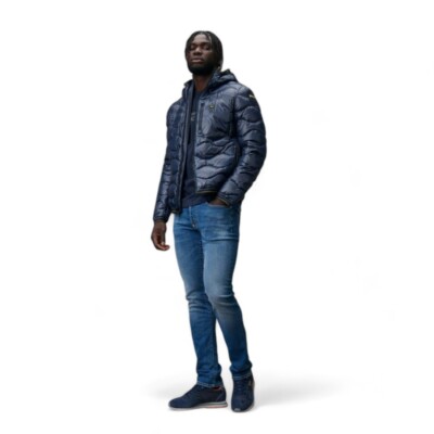 Pre-owned Blauer Men's Down Jacket  Onda Wawe Glossy Nylon 24wbluc03030 Blue Ai24