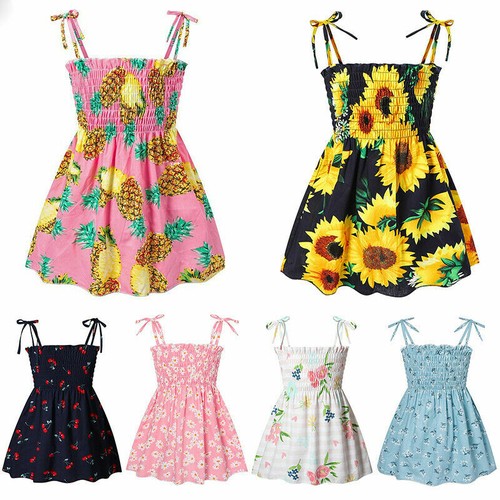 Baby Mädchen Bedruckt Ärmellos Prinzessin Röcke Kleid Sommerkleid Strand Party