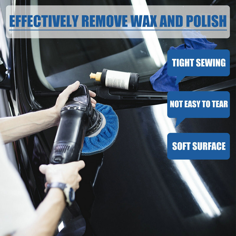 Premium 5-6''Microfiber Car Polisher Pad Waxing Polishing Bonnet Buffing Cover