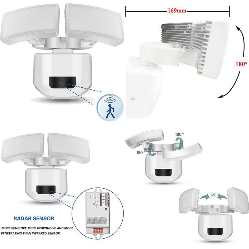 Aufun 30W Led Strahler Mit Bewegungsmelder Außen Sicherheitsbeleuchtung Einstel