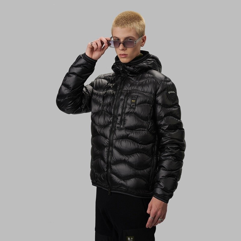 Пуховик A Waves Blauer Terence 22WBLUC03014 Man Jacket Hood IN Feather Black