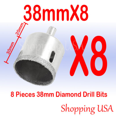 8 Pcs 38mm Diamond Drill Bits Hole Saw Set Tool Glass Marble Ceramic Granite