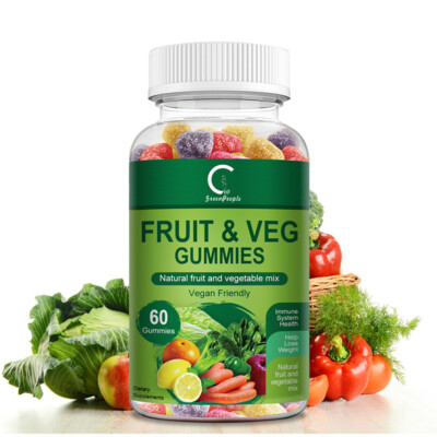 60Pcs Fruits & Veggies Supplement Multi Vitamin Gummies Powerful Antioxidant