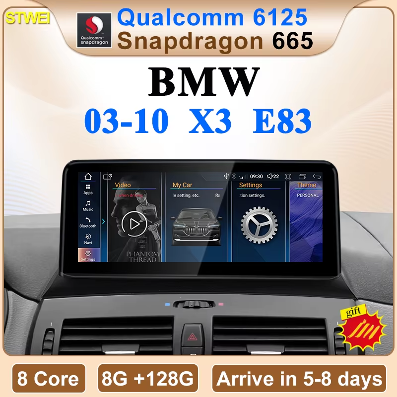 NEW ID8 Snapdragon665 8Core 8G 128G Android12 Carplay Auto For BMW X3 E83 Centra