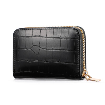 RFID Credit Card Holder Wallet For Women Men Small Zipper Card Case Leather Gift