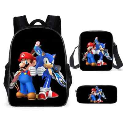 Kids Super Mario Themed 3 Piece Backpack Set