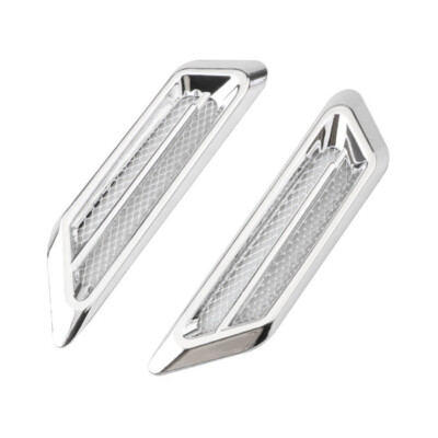 2PCS Chrome Silver Car Exterior Hood Air Flow Fender Side Vent Intake Decoration