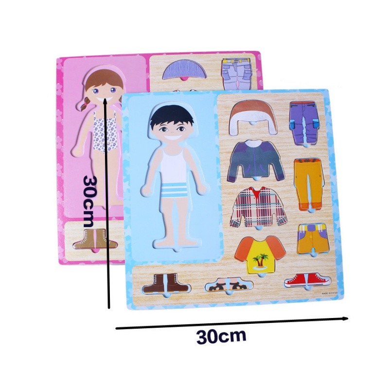 Gioco Puzzle In Legno Creativo Vestire Vestiti Bambino Bambina dfh