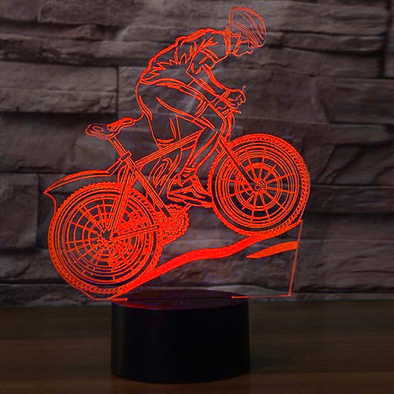 Mountain Bike Athlete 3D Illusion 7-Color LED Figure Night light Table Lamp Gift