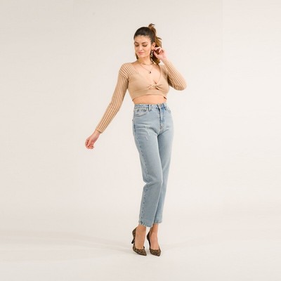 

Джинсы Mum Fit Woman KONTATTO GZ609 Джинсовые брюки светло-голубые E2023, Синий