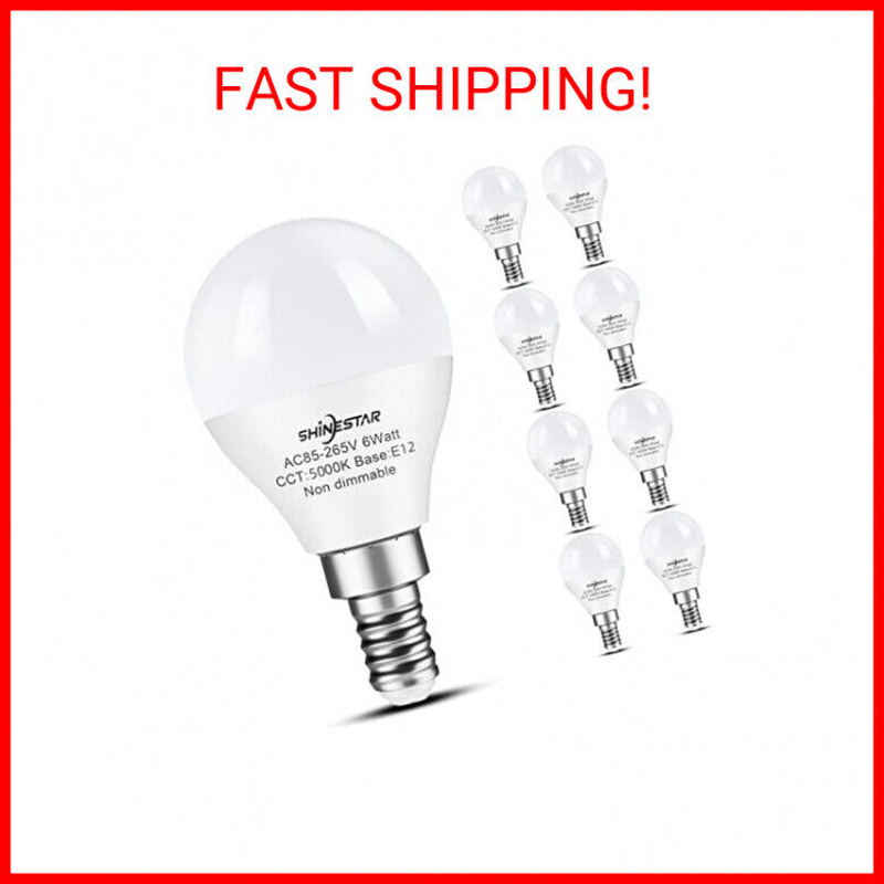 SHINESTAR 8-Pack Ceiling Fan Light Bulbs, Small Base, 120V 6