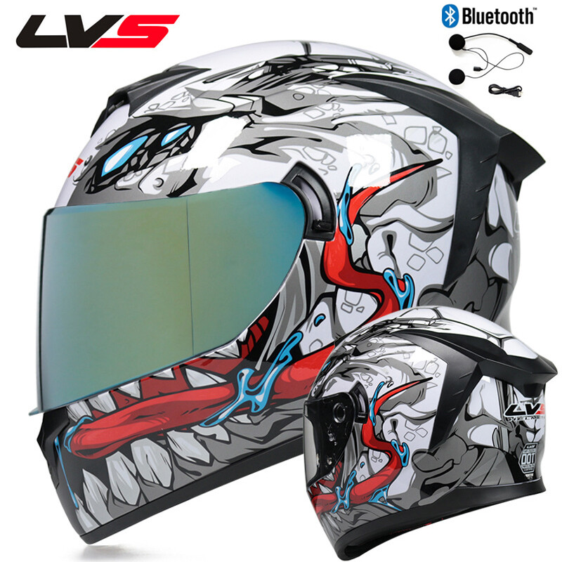 DOT Bluetooth Moto Motorcycle Helmet Modular Flip Up Dual Lens Sport Bike Helmet