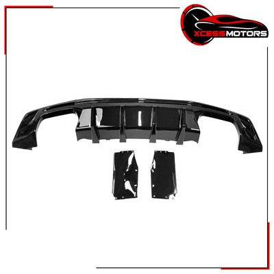 Fits 16-24 Chevy Camaro Ikon Style Rear Bumper Diffuser Gloss Black PP - 3PCS