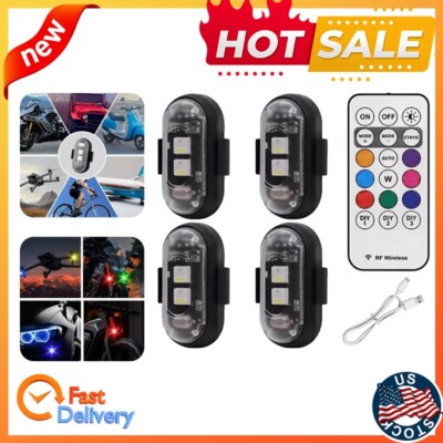 RGB LED Strobe Light Wireless Motorcycle Flash Lamps Remote Control For Car Bike