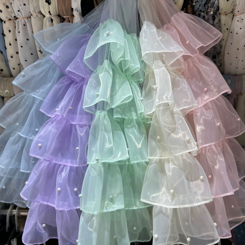 Perles Organza 5 Couches Hiérarchisé Ruffles Pli Tissu Maille Trimming DIY Robe