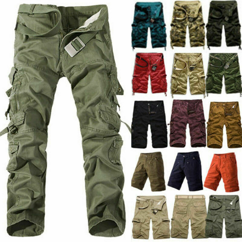 US Men Camo Army Hiking Pant Cargo With Pocket Tactical Combat Military Trousers