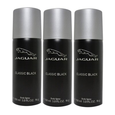 Jaguar Classic Black for Men by Jaguar  Body Spray 5.0 oz - Pack of 3