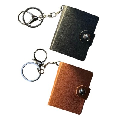 2Pack Mini PU Leather Photo Album with Keychains Insert Pocket Organizers